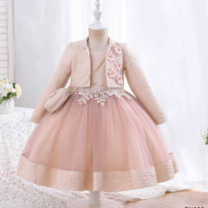 Jacquard Floral ball gown with jacket and bag