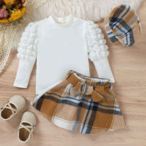 Ella Plaid Skirt & Top with cap