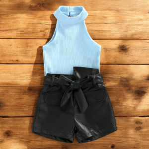 Toddler tank top and Leather shorts with belt