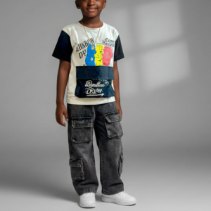 Rainbow Bear Top & Cargo Jean Set