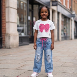 Marg Bow Top Jean Set -White