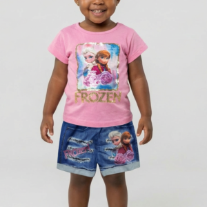 Girl's Pink Frozen Shorts Set