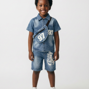 Princely Jeans Top & Shorts with Bag - Blue