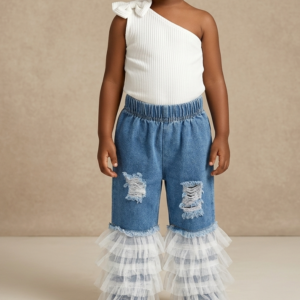 Ruffles Jeans Bow Top Set