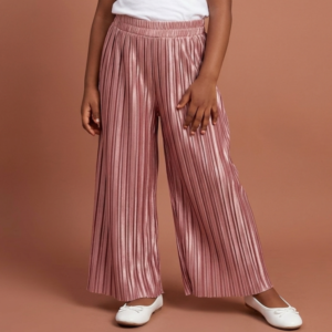 Girls Pink Pleated Palazzo Long Trousers